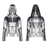 Cosmic Warrior Glossy Hollow Detachable Hem Medium-length Coat