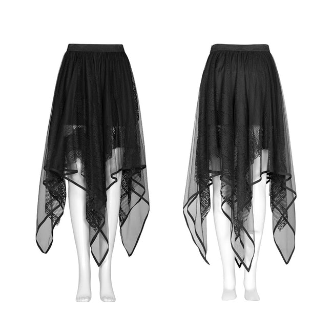 Chiffon lace asymmetrical hemline skirt