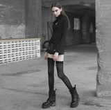 PUNK RAVE Heart hollowing out tie-up rope eyelet tight sweater (with rope)