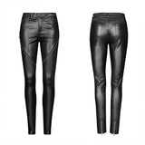 Heavy Industry Asymmetric Metal Design Skinny PU Pants