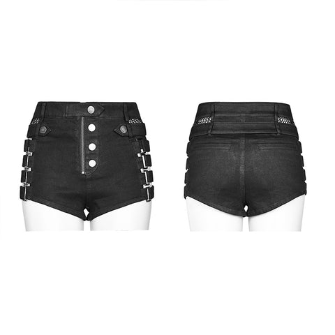 Metallic Rock Hollow Denim Shorts