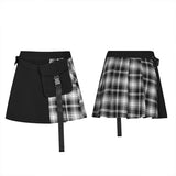 Black and white stitching pliad detachable waist-tail skirt