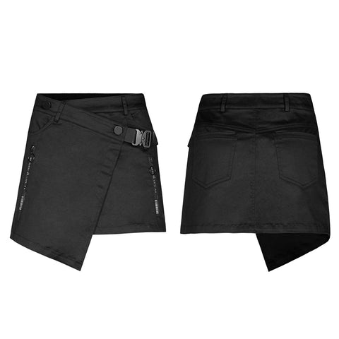 Asymmetrical tailored inclined placket zipper skirt