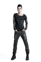 Top Sale Vintage Leather Punk Pants With Awl Nail On Knee