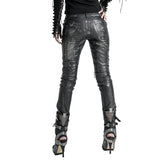 Top Sale Vintage Leather Punk Pants With Awl Nail On Knee