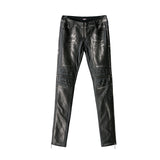 Top Sale Vintage Leather Punk Pants With Awl Nail On Knee