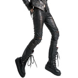 Top Sale Vintage Leather Punk Pants With Awl Nail On Knee