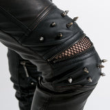 Top Sale Vintage Leather Punk Pants With Awl Nail On Knee