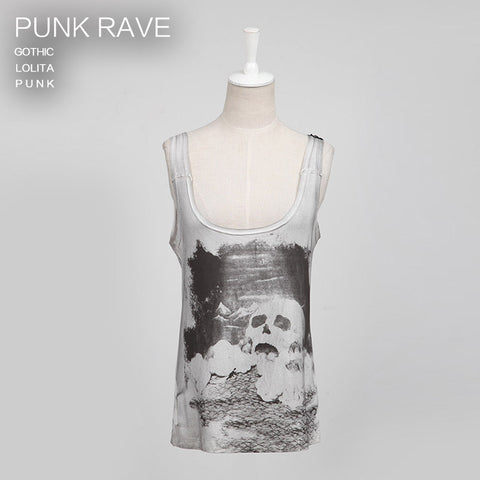 Digital Printing Sleeveless Punk Shirt