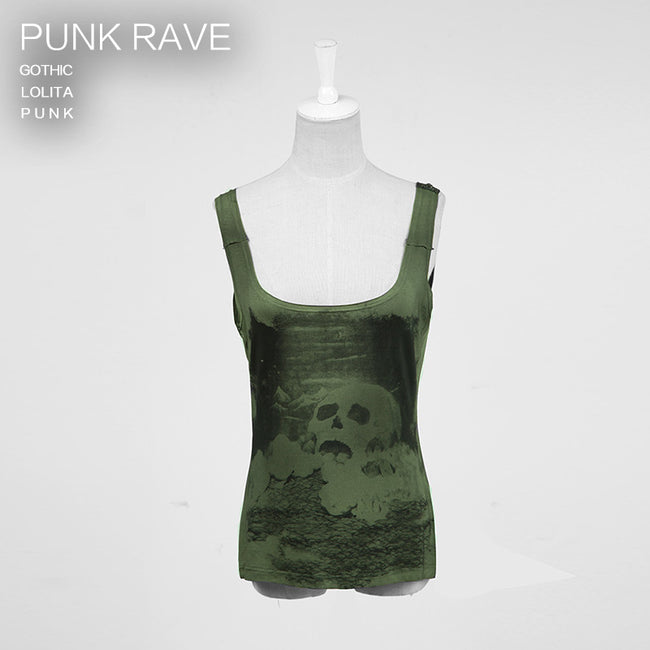 Digital Printing Sleeveless Punk Shirt