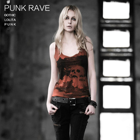 Digital Printing Sleeveless Punk Shirt
