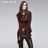 Asymmetric Cotton Inner Tight Long Sleeve Gothic T-shirts