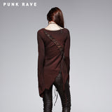 Asymmetric Cotton Inner Tight Long Sleeve Gothic T-shirts