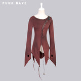 Asymmetric Cotton Inner Tight Long Sleeve Gothic T-shirts