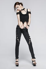 Women's Punk Personality Iron Chain Around Neck Strapless Top