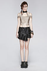 Women's Punk Personality Iron Chain Around Neck Strapless Top