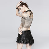 Women's Punk Personality Iron Chain Around Neck Strapless Top