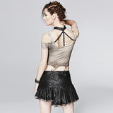 Women's Punk Personality Iron Chain Around Neck Strapless Top