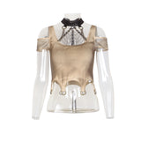 Women's Punk Personality Iron Chain Around Neck Strapless Top