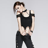 Women's Punk Personality Iron Chain Around Neck Strapless Top