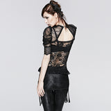 Semi Transparent Fashion Brand Lace Short Gothic Shirt