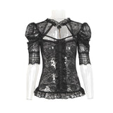 Semi Transparent Fashion Brand Lace Short Gothic Shirt