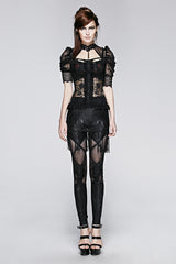 Semi Transparent Fashion Brand Lace Short Gothic Shirt
