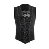 Black Rock Cotton Leather Belt Sleeveless Punk Shirts For Men