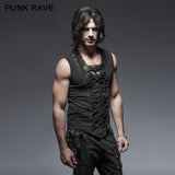 Black Rock Cotton Leather Belt Sleeveless Punk Shirts For Men