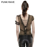 Steampunk Top Crocheted Strape Backless Punk Shirts For Women