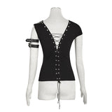 Steampunk Top Crocheted Strape Backless Punk Shirts For Women