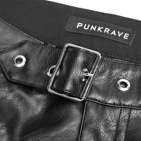 Heavy Industry Asymmetric Metal Design Skinny PU Pants