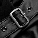 Punk modern technology PU leather knit dress