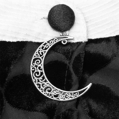 Dark peach heart shadow flower bat white collar little black dress