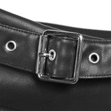 Fake waistband A pendulum leather half skirt