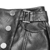 Military Uniform Buckle Skinny PU Leather Pants (with belt)