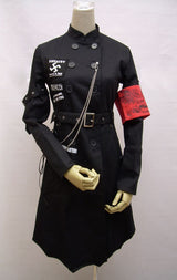 Black High Neck Visual Long Sleeve Punk Coat