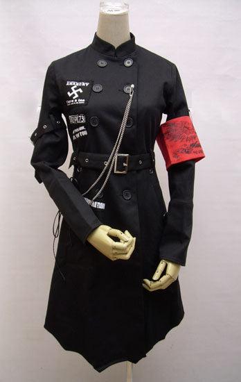 Black High Neck Visual Long Sleeve Punk Coat