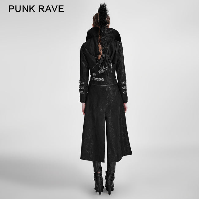 Black Winter High Collar Long Rock Punk Coat