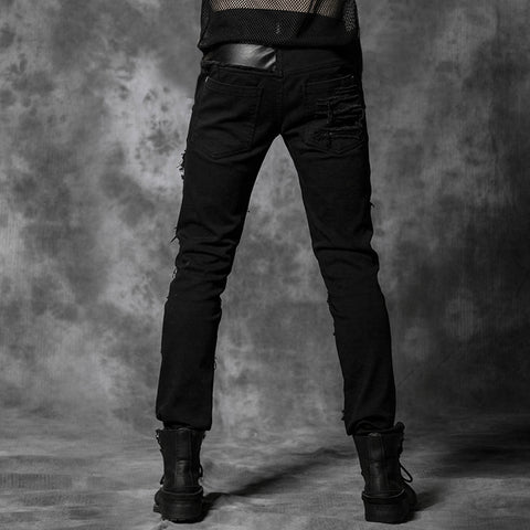 Punk Denim Torn Jean Pants For Men