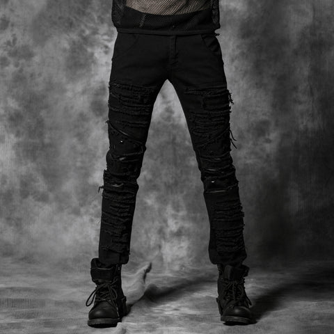 Punk Denim Torn Jean Pants For Men