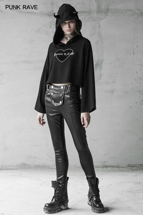 Military Uniform Buckle Skinny PU Leather Pants (with belt)