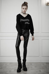 Heavy Industry Asymmetric Metal Design Skinny PU Pants