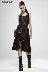Punk Rebellious Girl Irregular Dress - Red