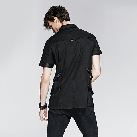 100% Cotton Short Sleeve Punk Shirts For Men