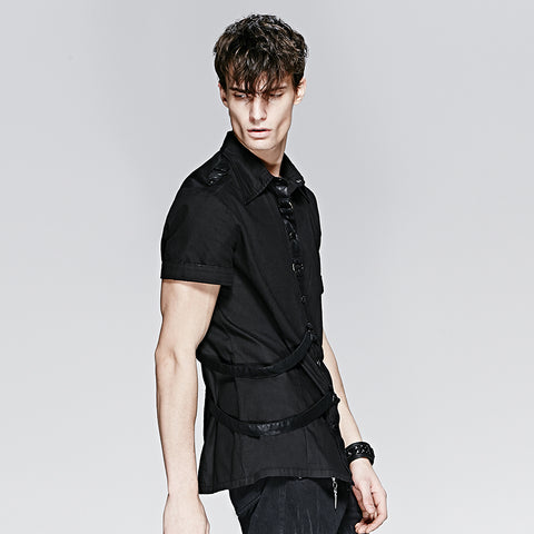 100% Cotton Short Sleeve Punk Shirts For Men