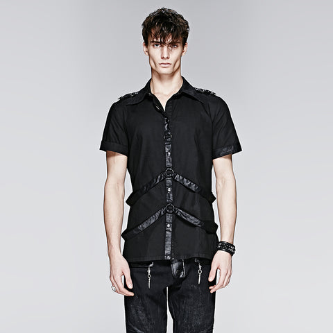 100% Cotton Short Sleeve Punk Shirts For Men