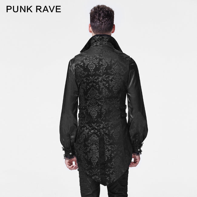 Black Lace Lapel Gothic Shirt With Bubble Long Sleeve