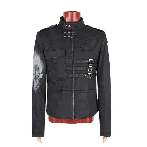 Across An Arm Printed Skull Punk Jacket For Men