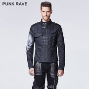 Across An Arm Printed Skull Punk Jacket For Men